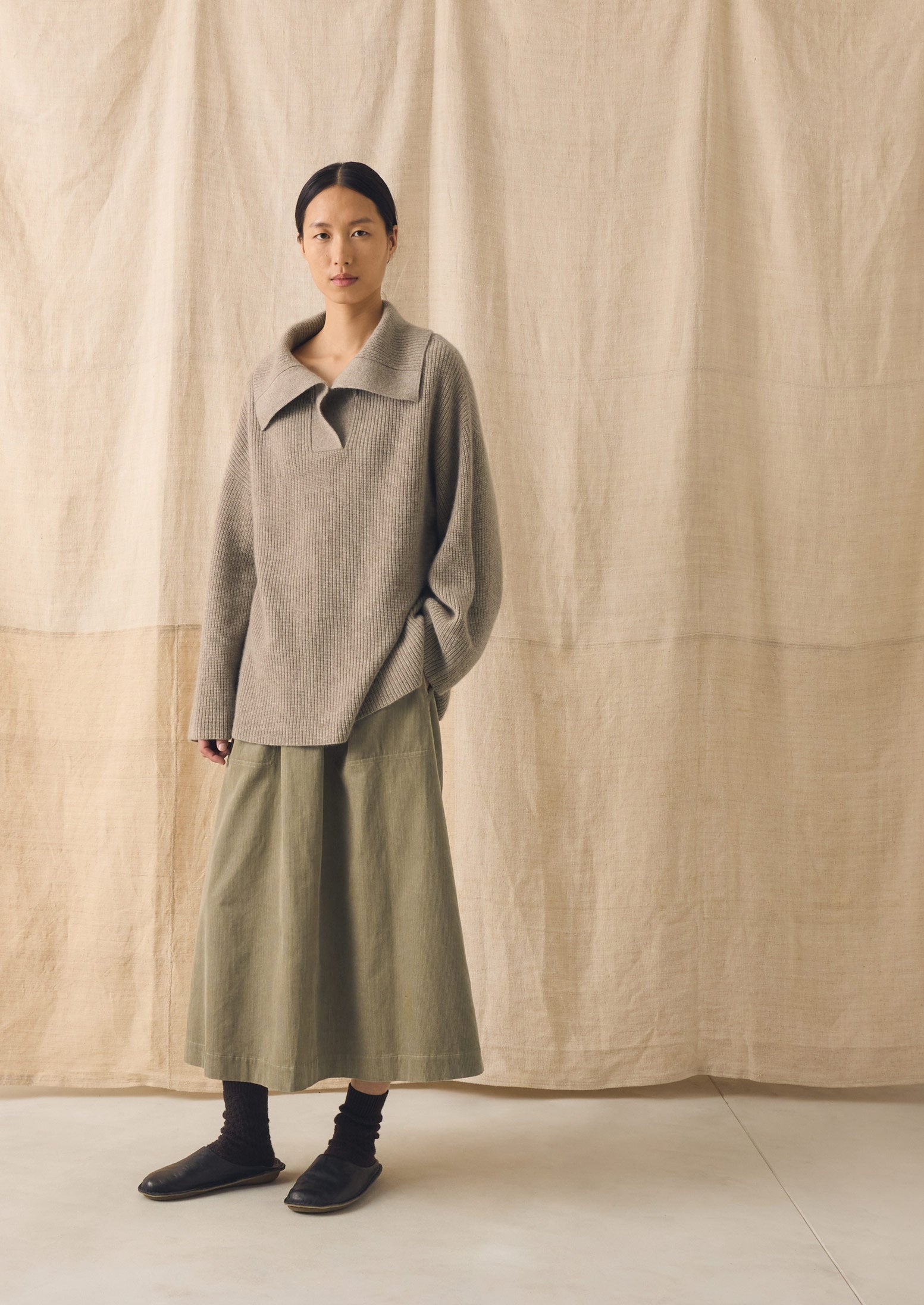 Ribbed Wool Cashmere Sweater | Oatmeal