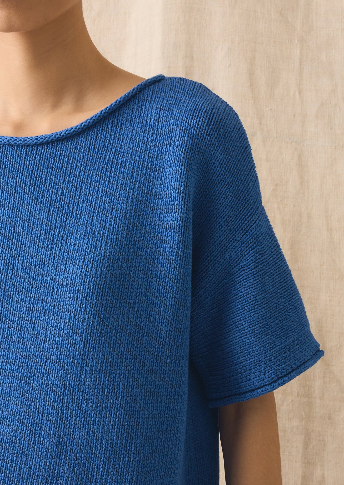 Knitted Cotton Linen Tee | Bluebird