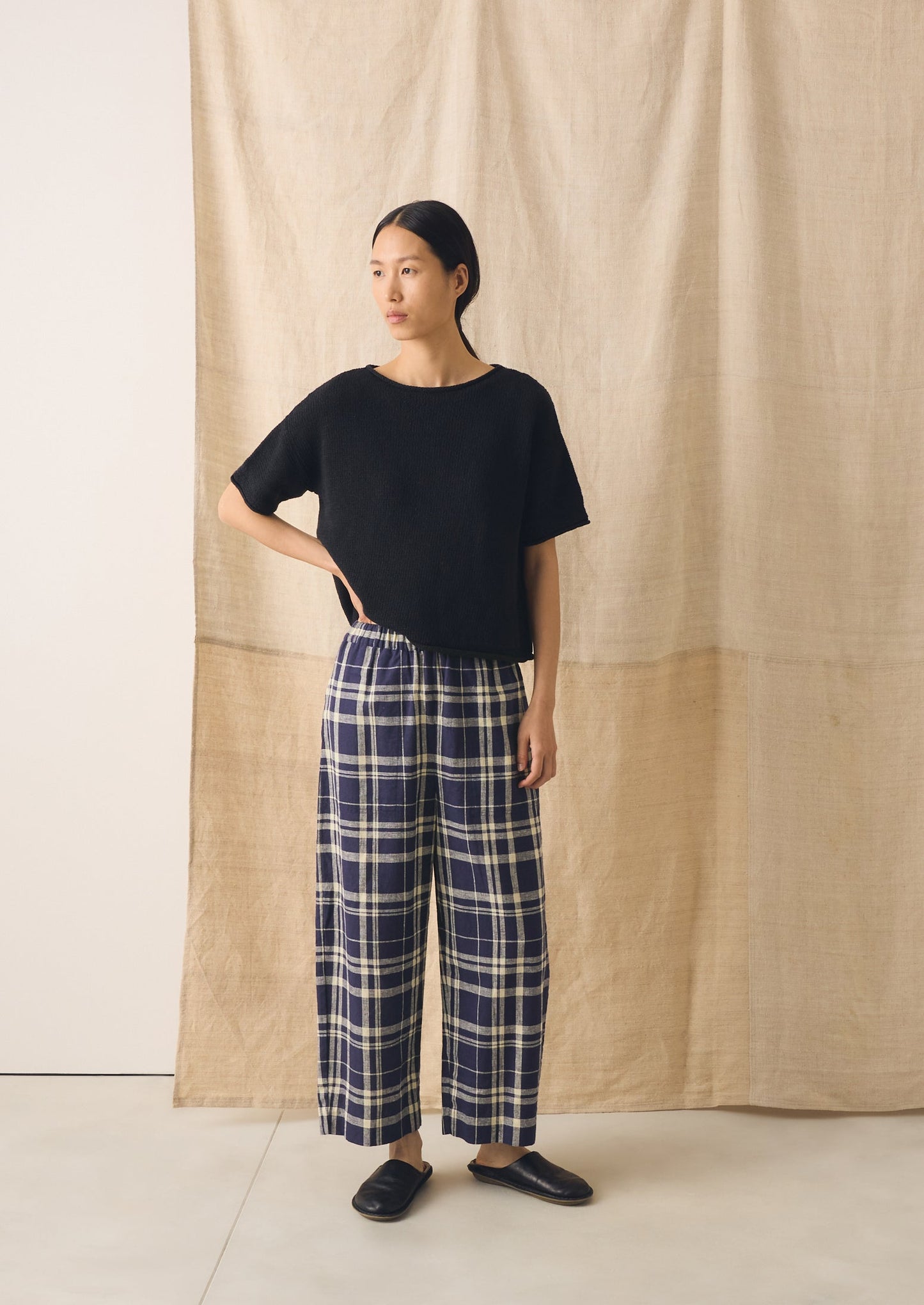 Knitted Cotton Linen Tee | Slate