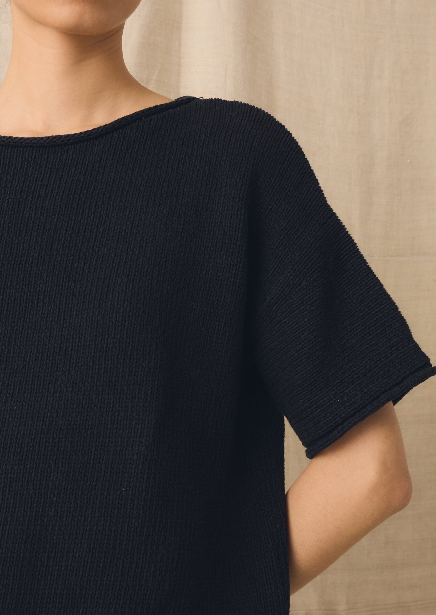 Knitted Cotton Linen Tee | Slate