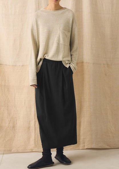 Linen Cotton Fine Knit Sweater | Parchment