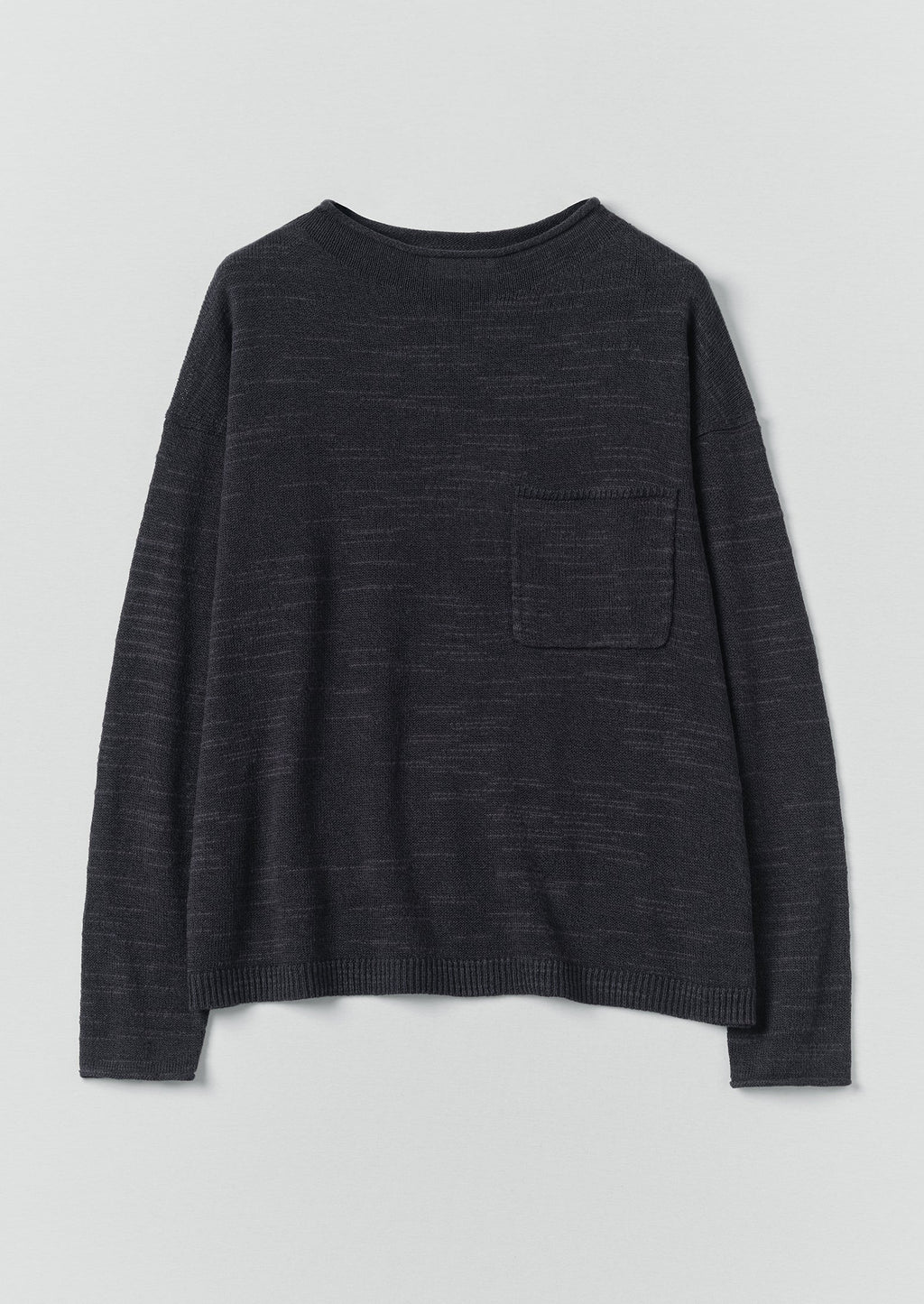 Linen Cotton Fine Knit Sweater | Dark Navy