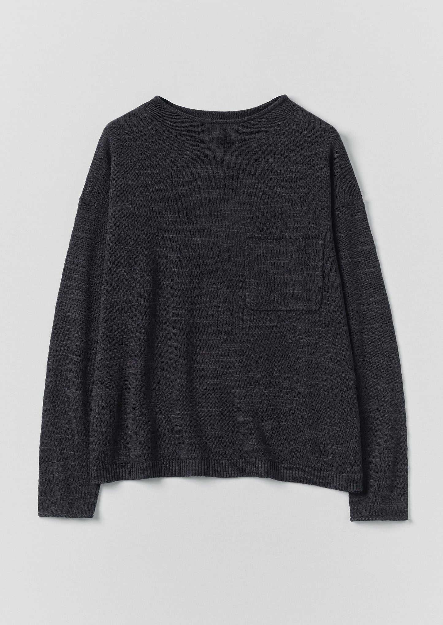 Linen Cotton Fine Knit Sweater | Dark Navy