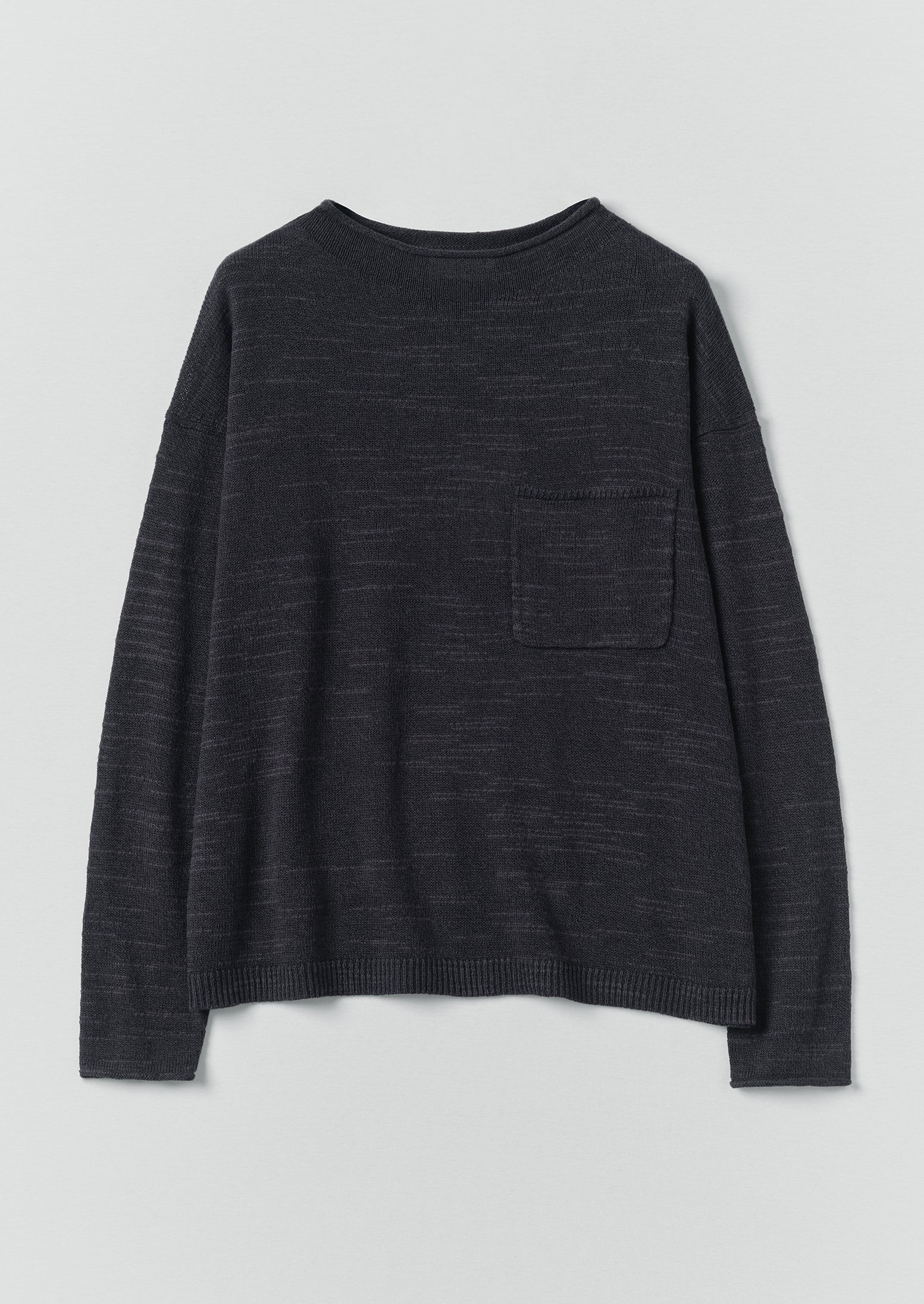 Linen Cotton Fine Knit Sweater | Dark Navy