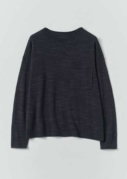Linen Cotton Fine Knit Sweater | Dark Navy