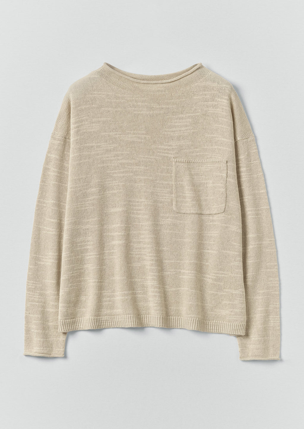 Linen Cotton Fine Knit Sweater | Parchment
