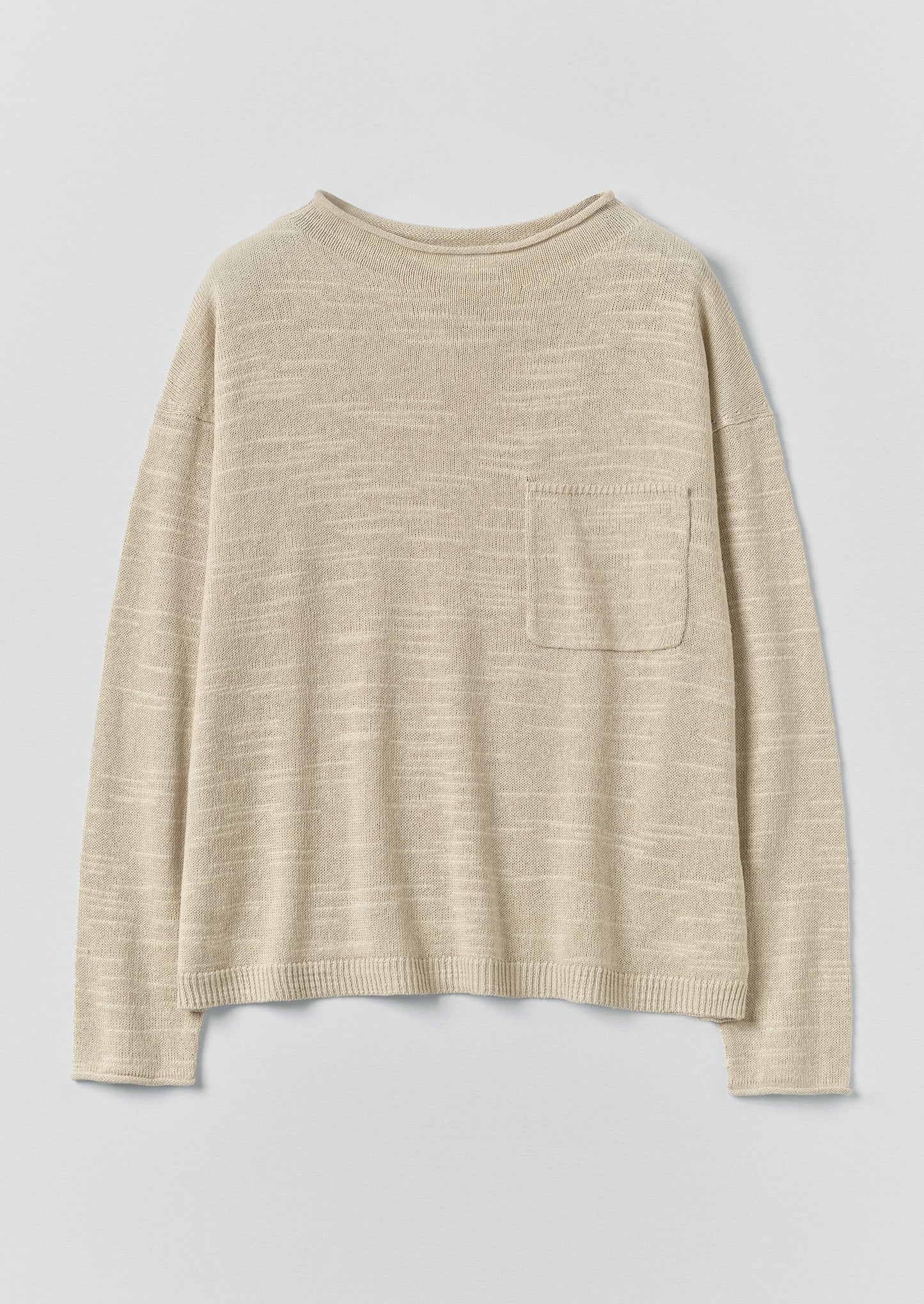 Linen Cotton Fine Knit Sweater | Parchment