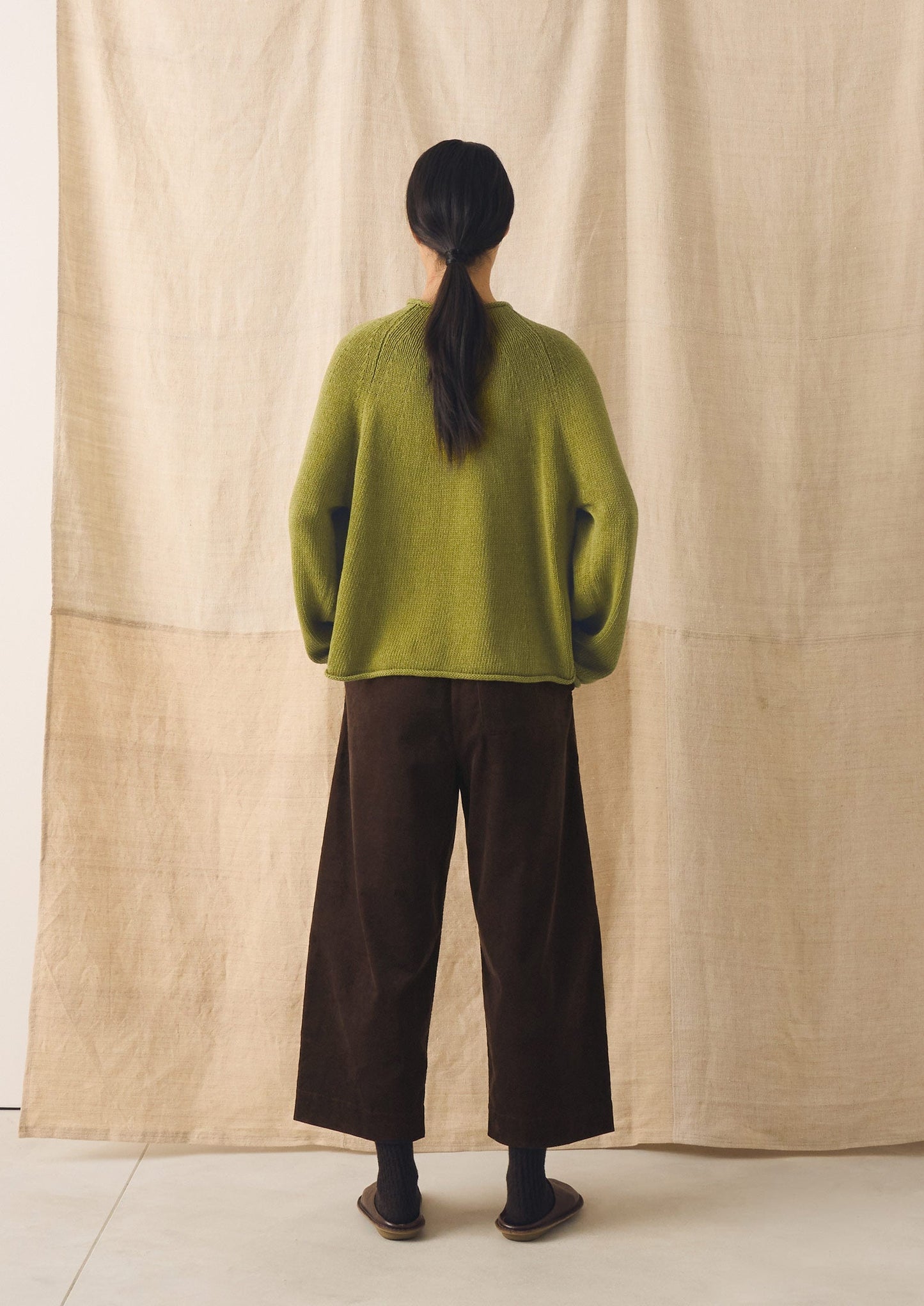 Organic Cotton Linen Easy Sweater | Olivine