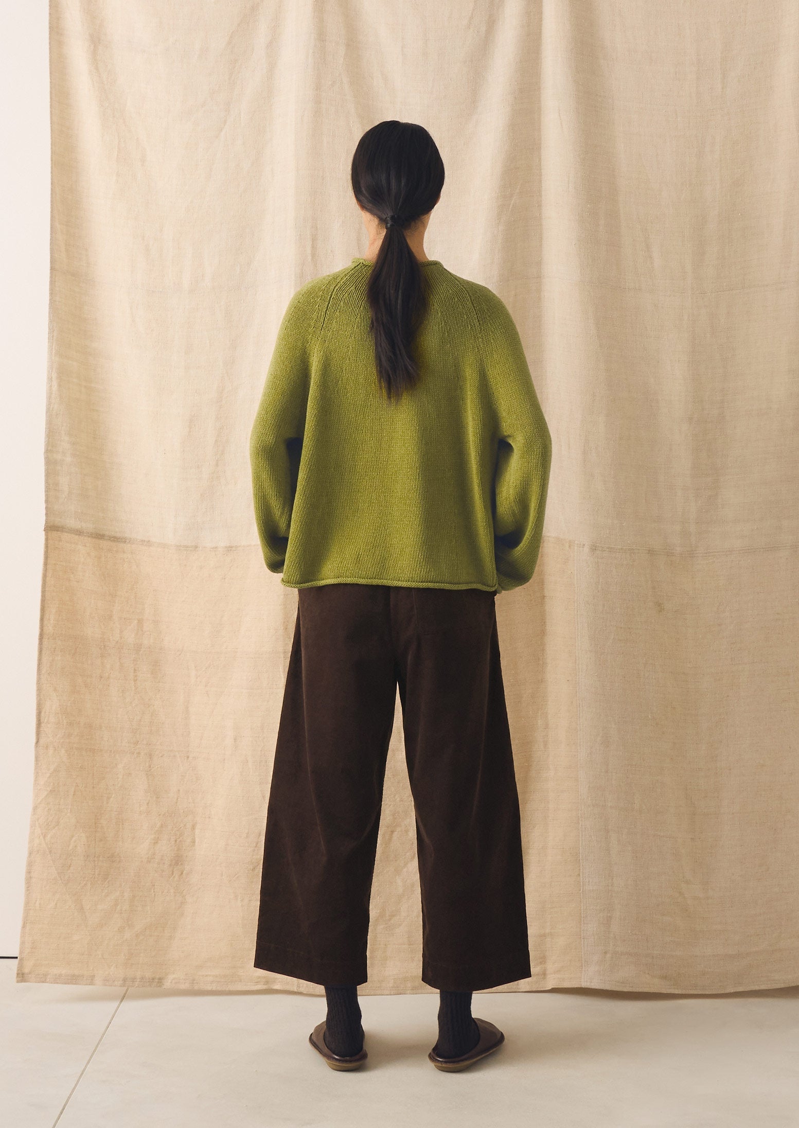 Organic Cotton Linen Easy Sweater | Olivine