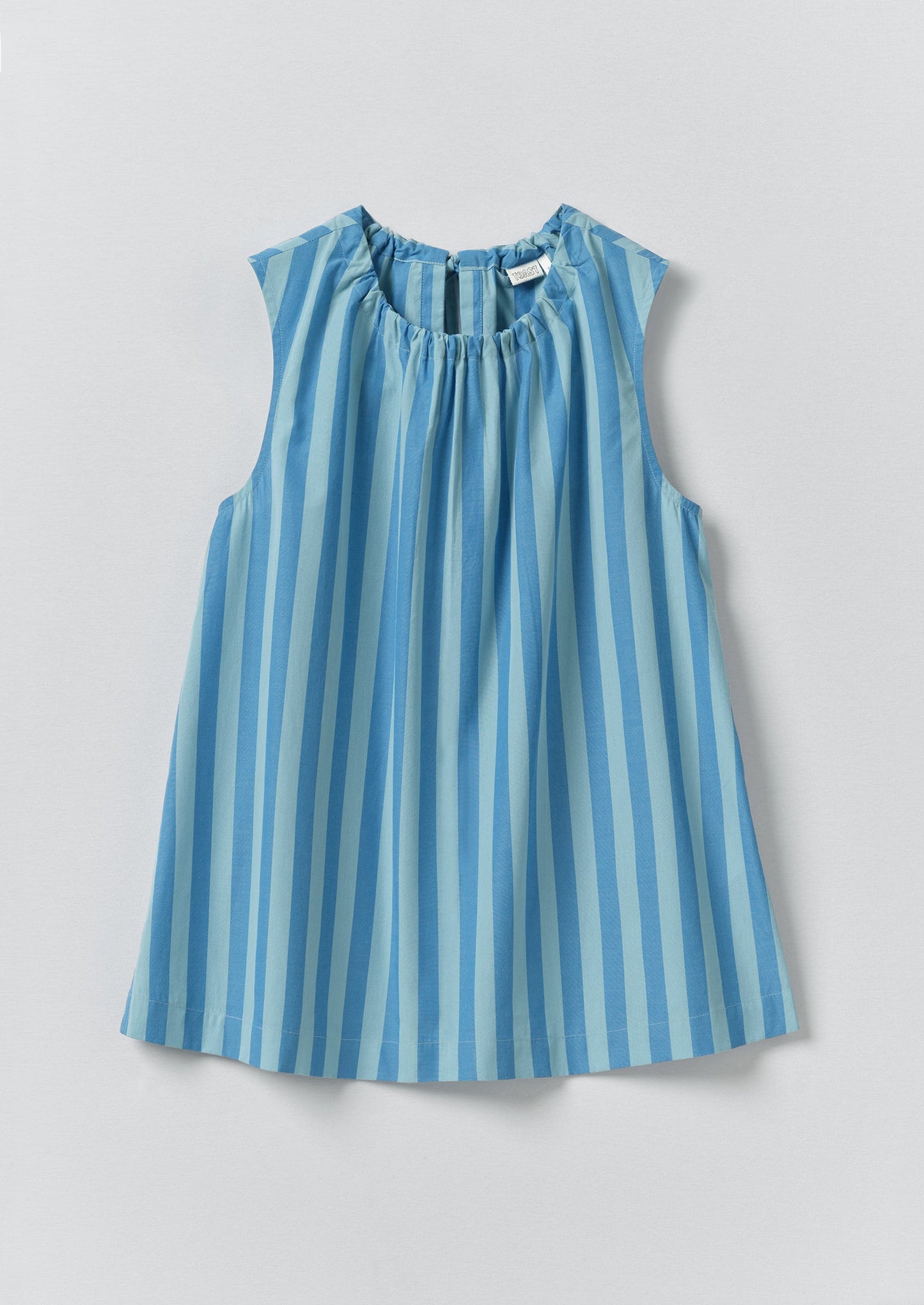 Oyo Stripe Gathered Cotton Tank | Aqua/Cornflower