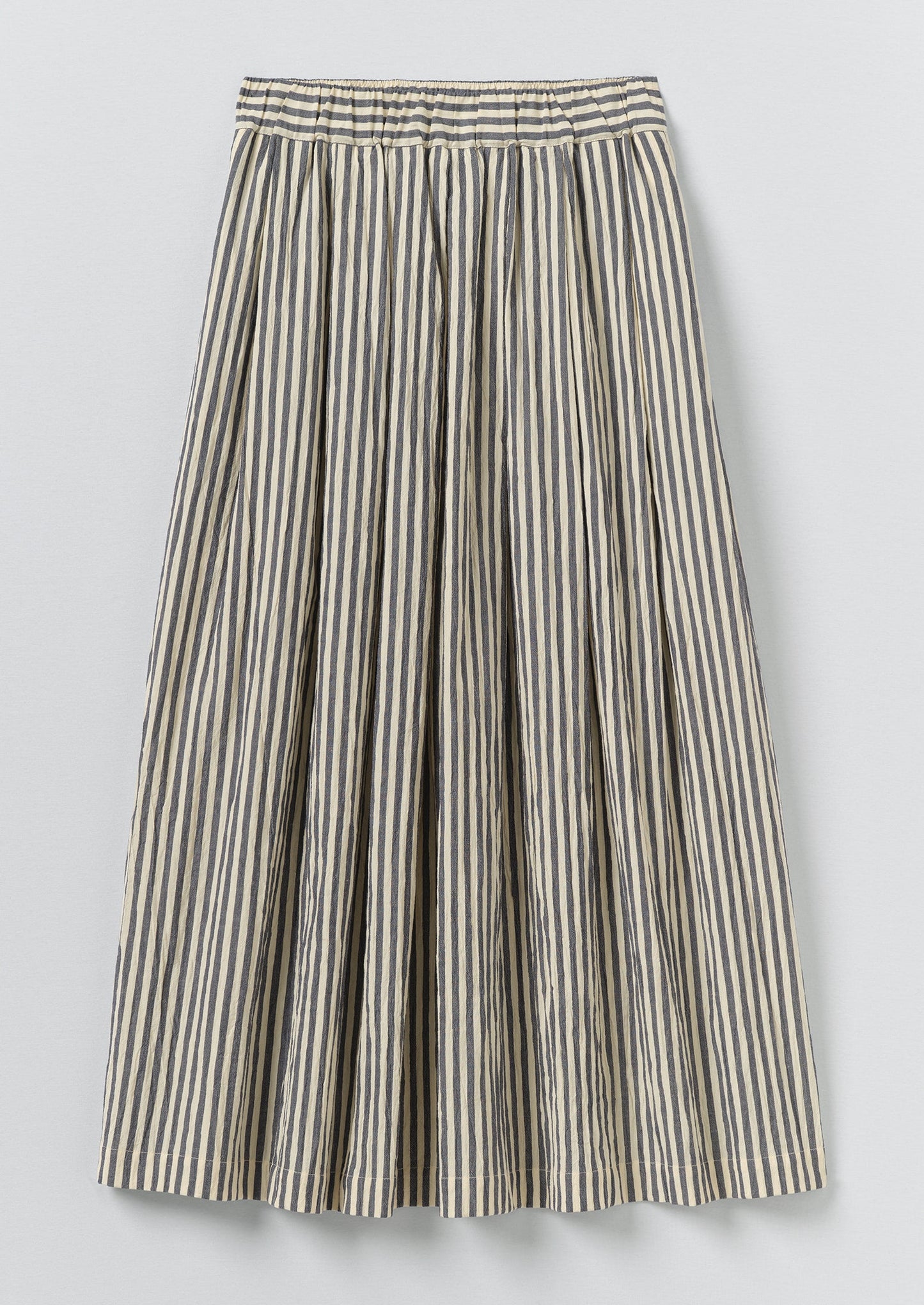 Pleated Cotton Stripe Skirt | Workshop Blue