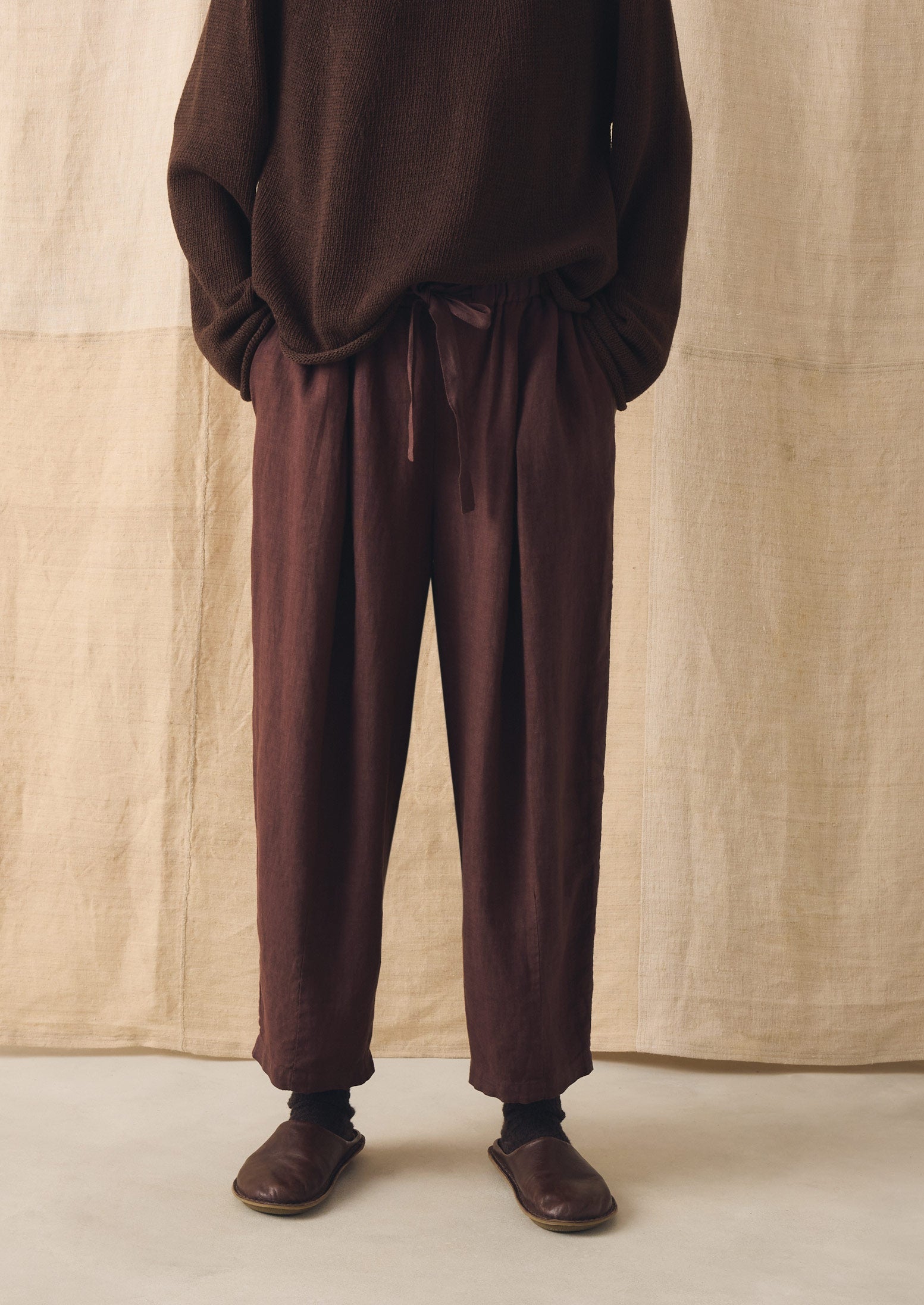 Minako Garment Dyed Linen Trousers | Fig