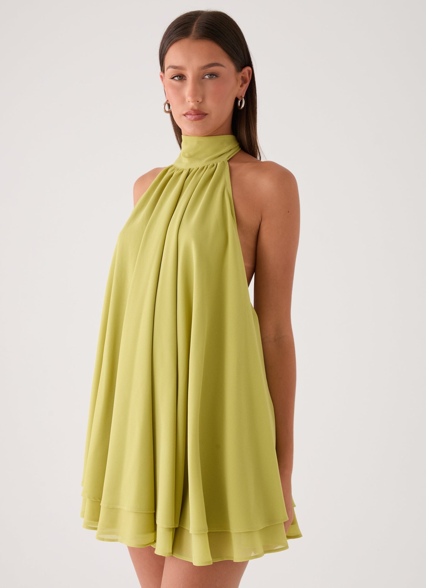 Lyrah Halter Mini Dress - Lime
