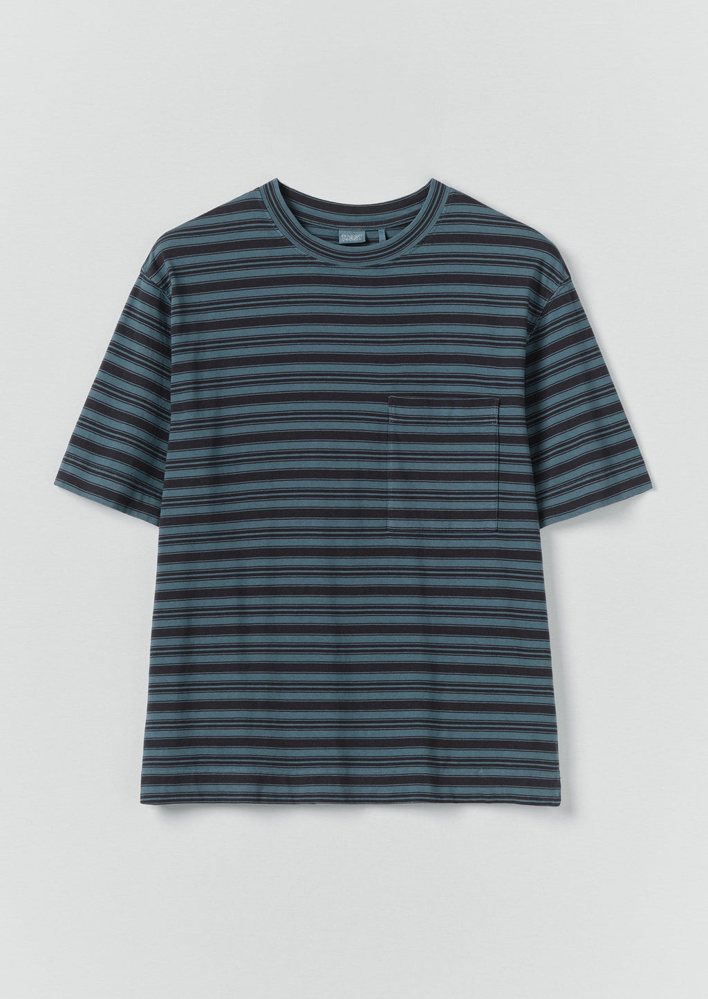 Overdyed Stripe Organic Cotton Tee | Blue Graphite/Mazarine Blue