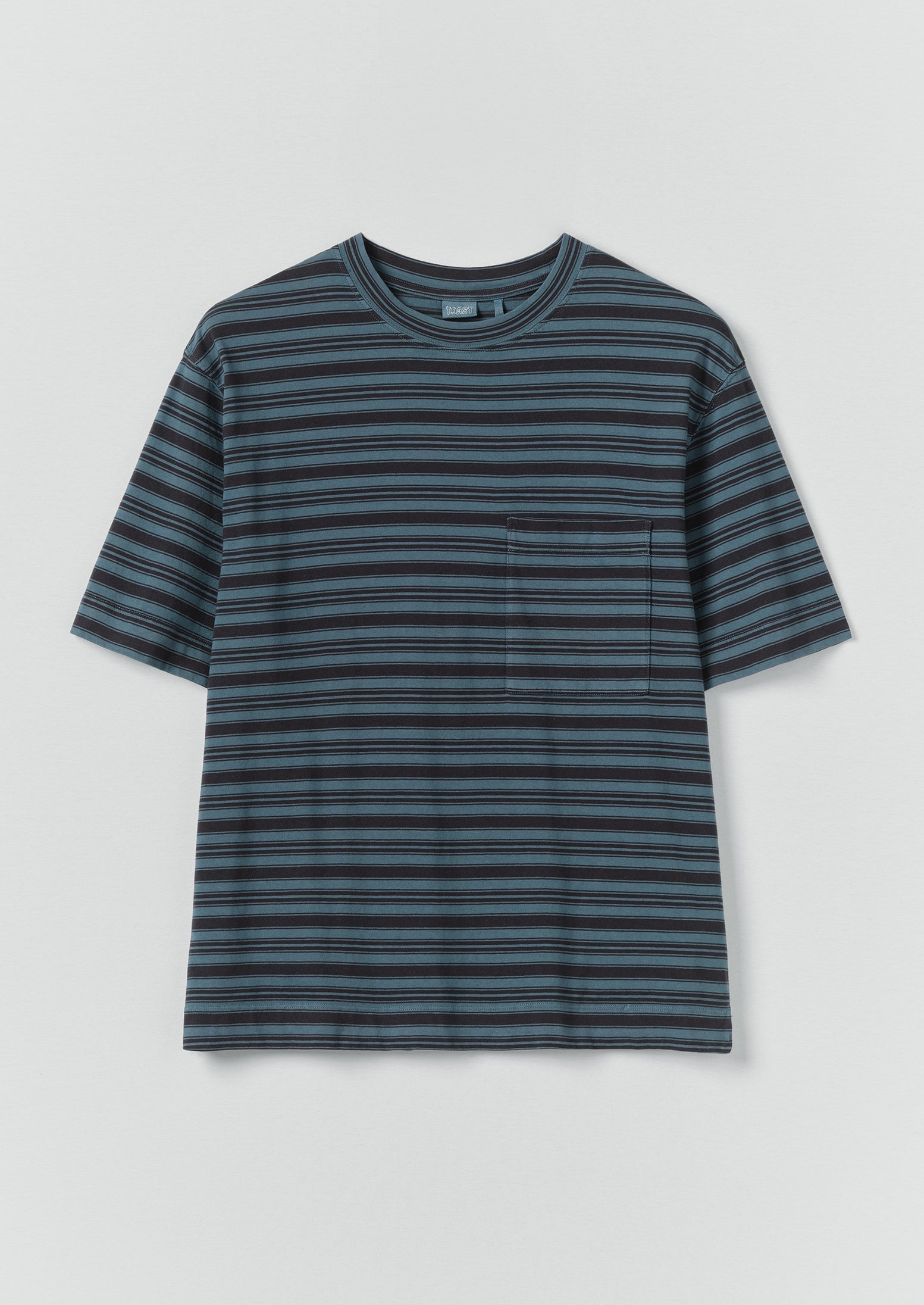 Overdyed Stripe Organic Cotton Tee | Blue Graphite/Mazarine Blue