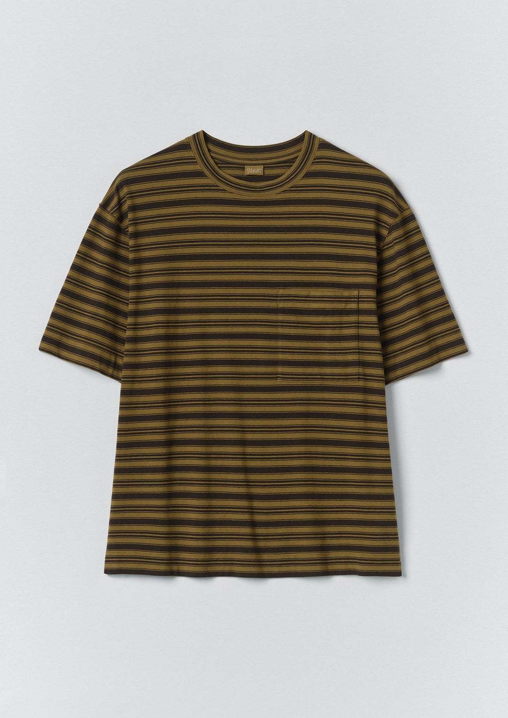 Overdyed Stripe Organic Cotton Tee | Blue Graphite/Woodland Green