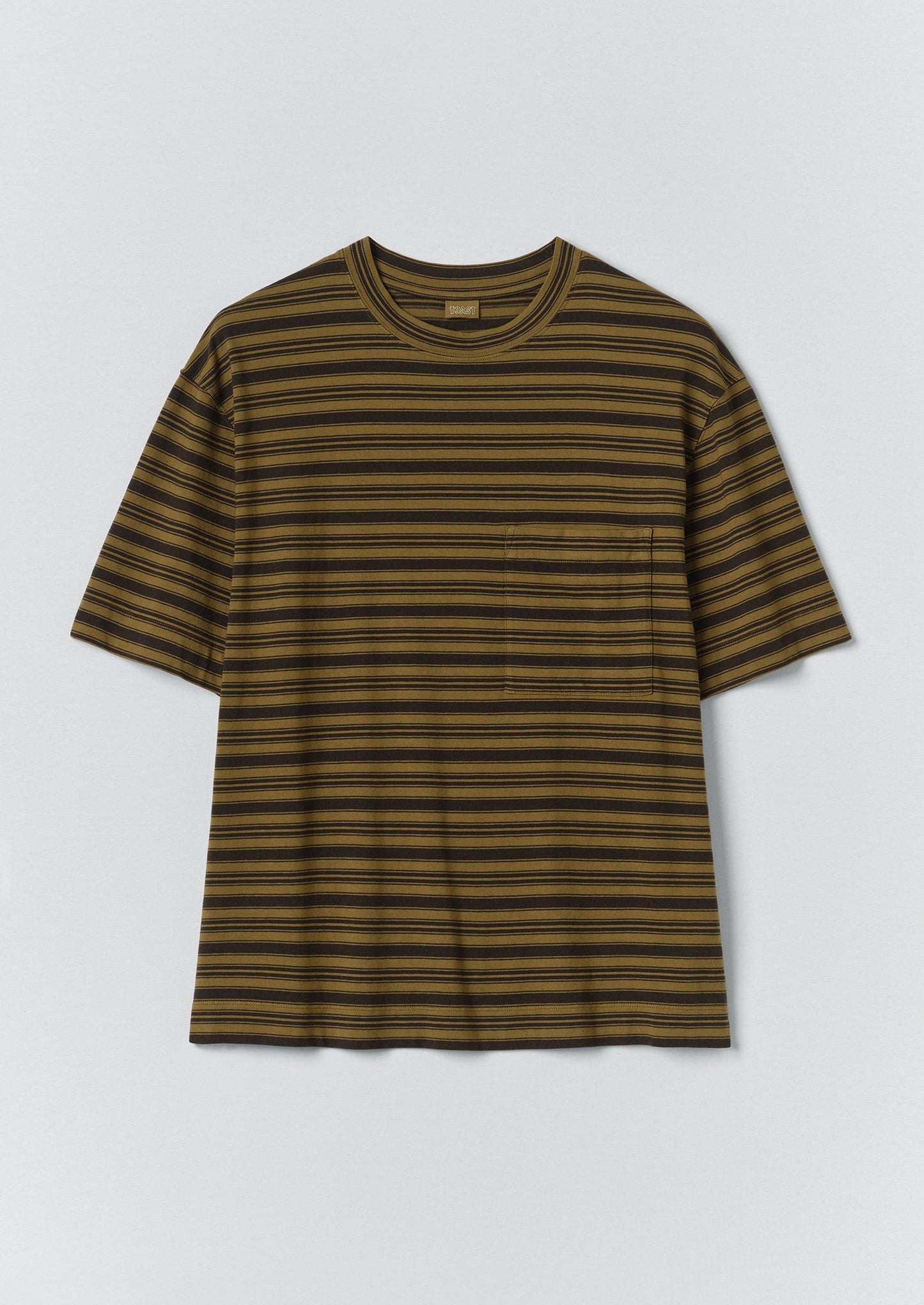 Overdyed Stripe Organic Cotton Tee | Blue Graphite/Woodland Green