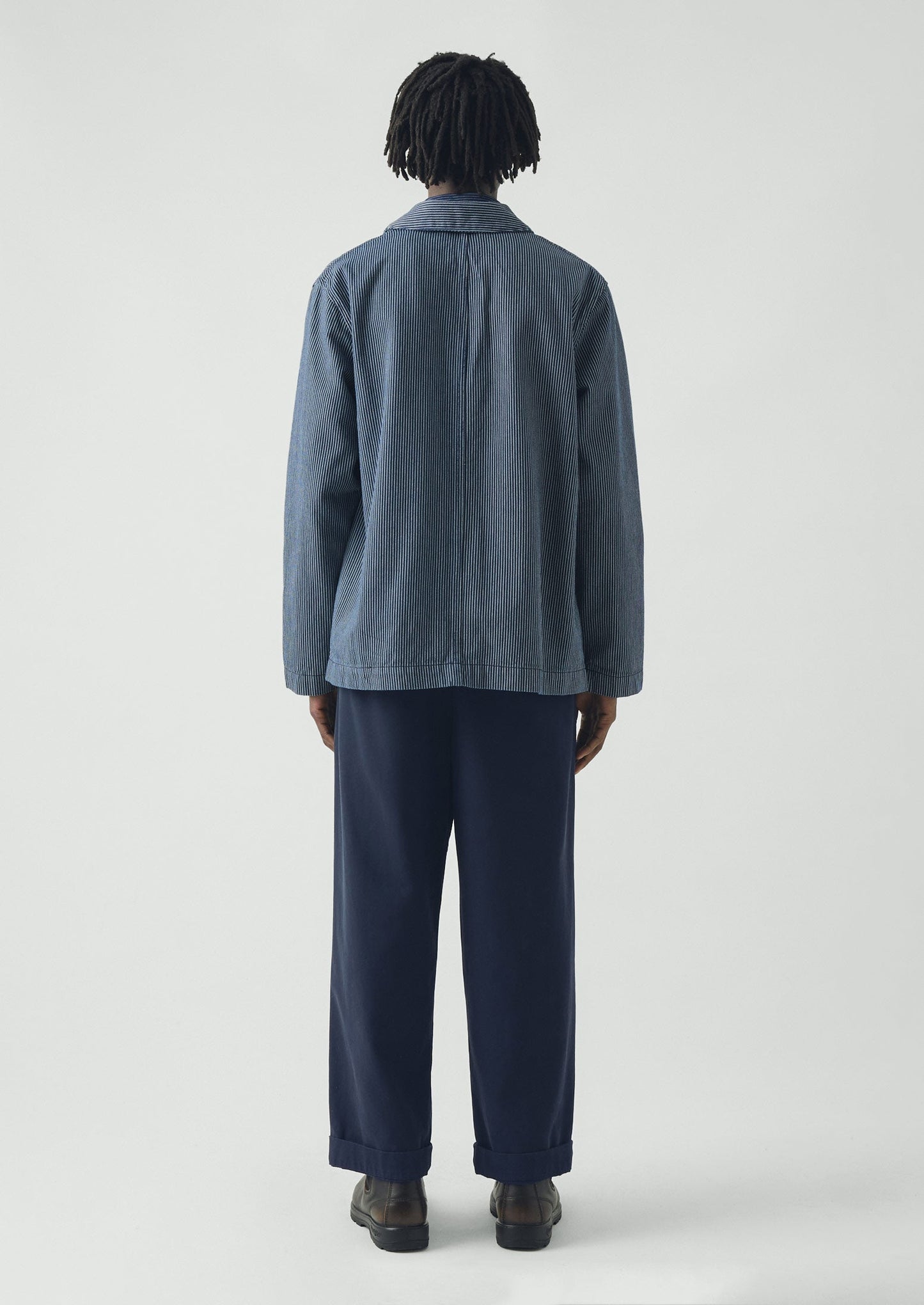 Hickory Stripe Denim Chore Jacket | Ecru/Indigo