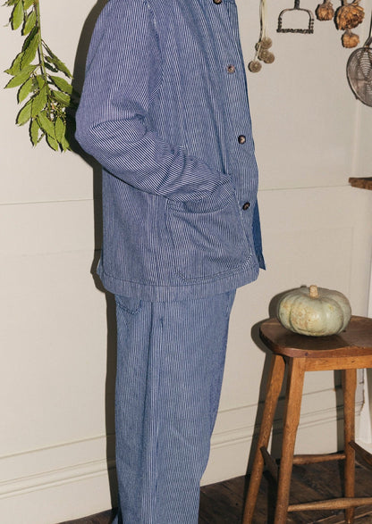 Hickory Stripe Denim Chore Jacket | Ecru/Indigo