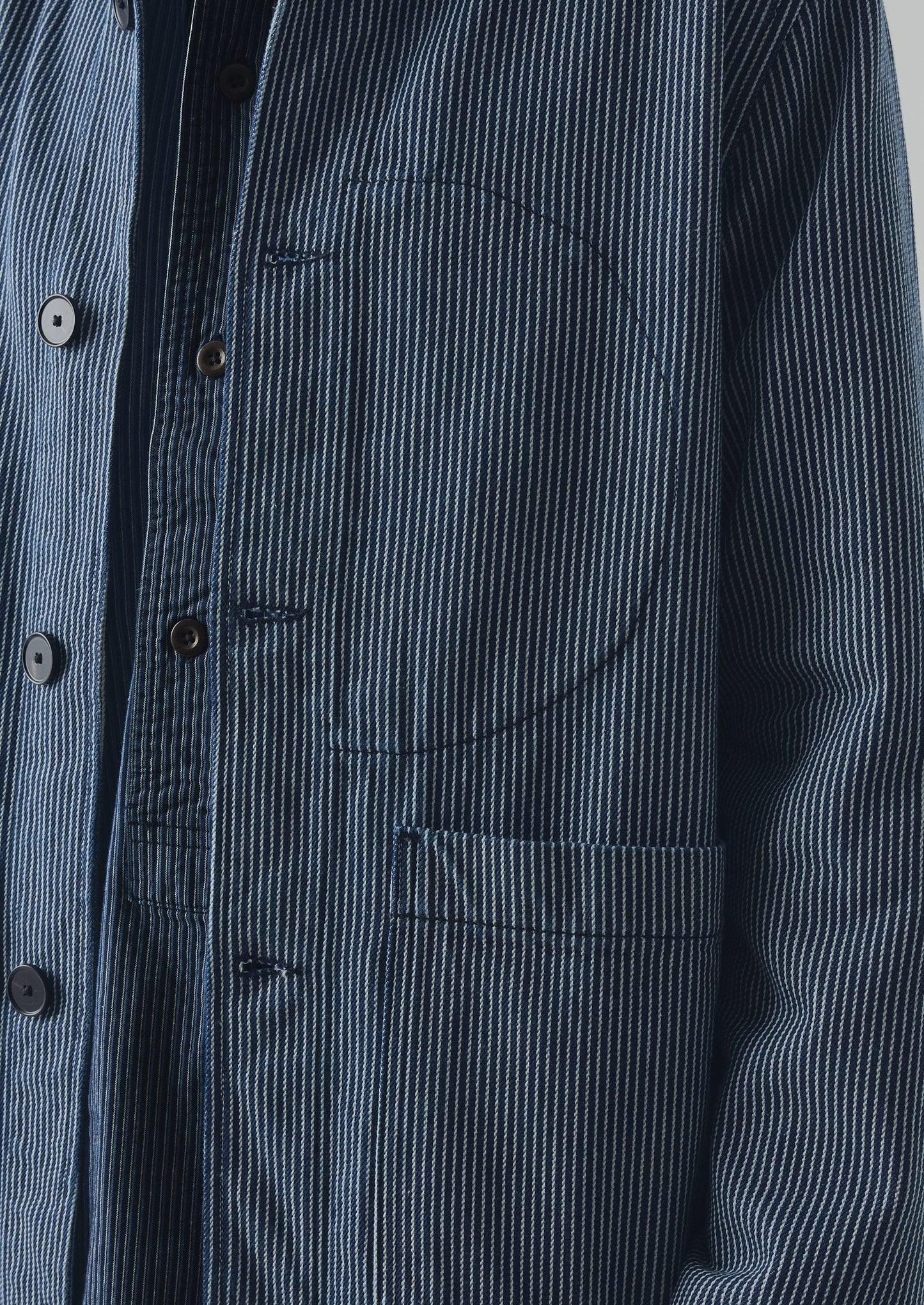 Hickory Stripe Denim Chore Jacket | Ecru/Indigo