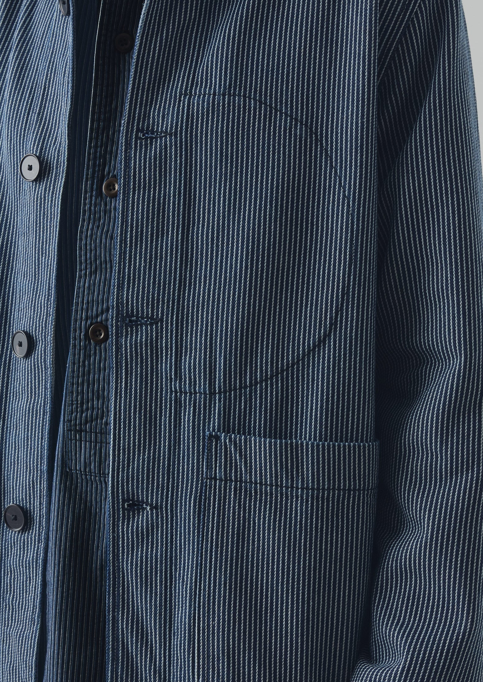 Hickory Stripe Denim Chore Jacket | Ecru/Indigo