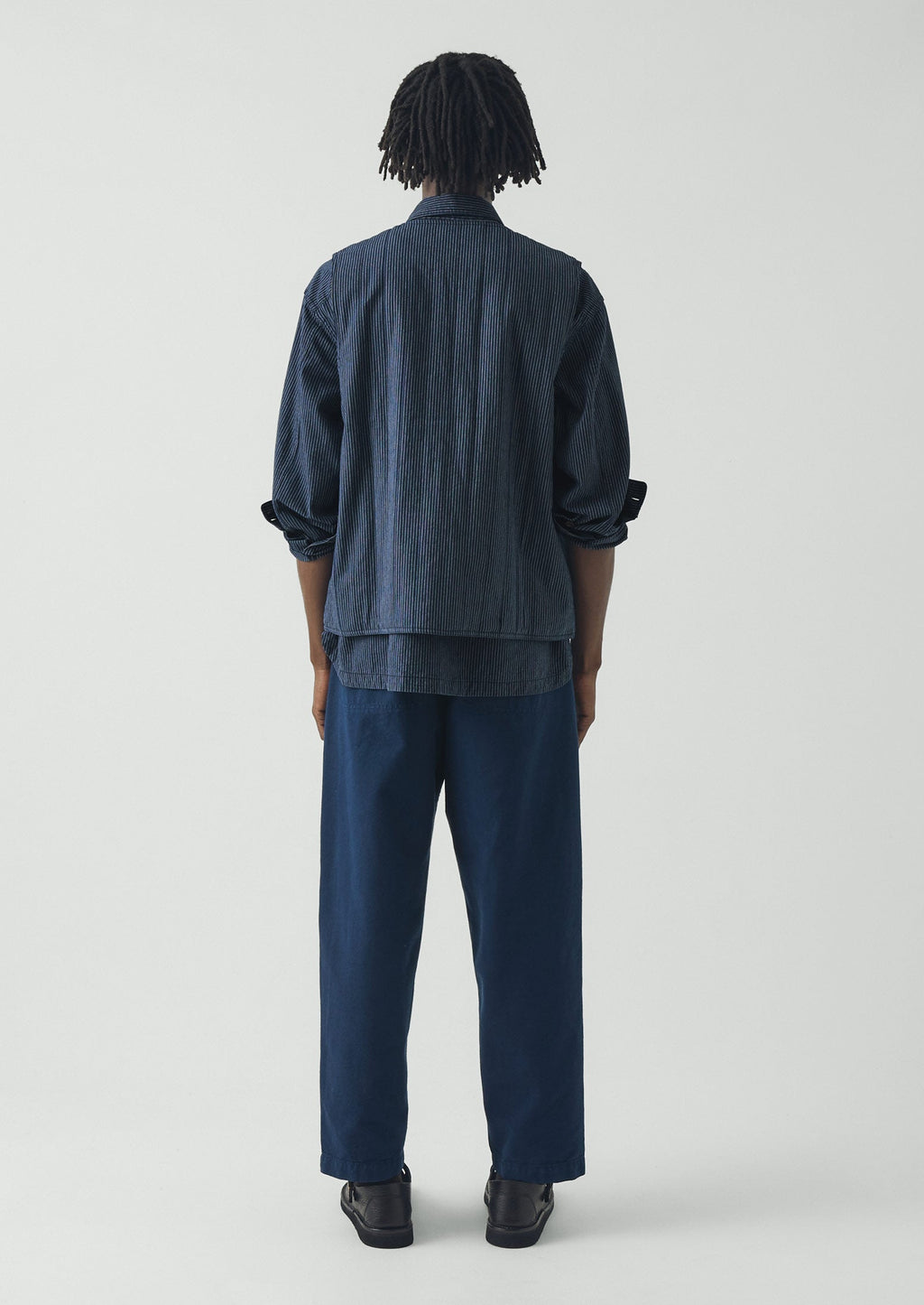 Railroad Stripe Padded Gilet | Denim Blue