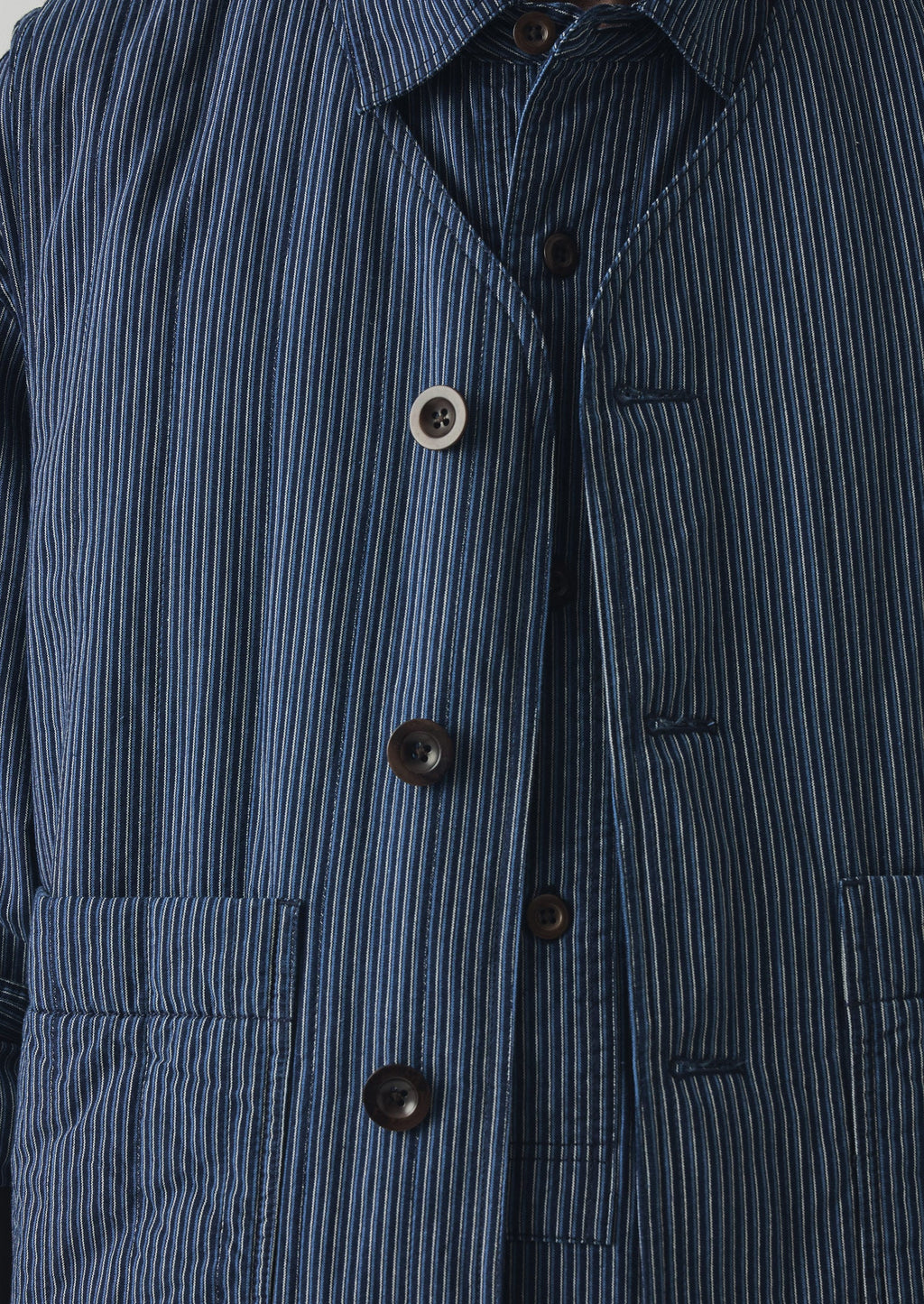 Railroad Stripe Padded Gilet | Denim Blue