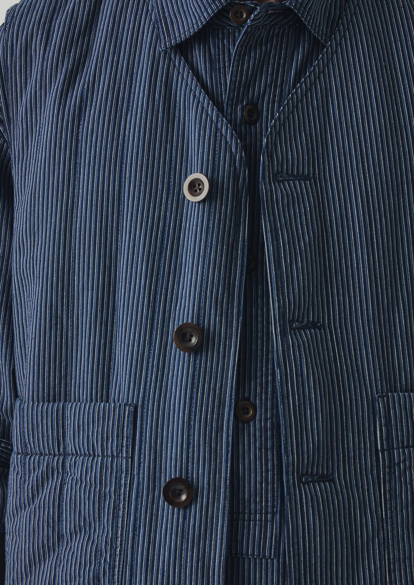 Railroad Stripe Padded Gilet | Denim Blue