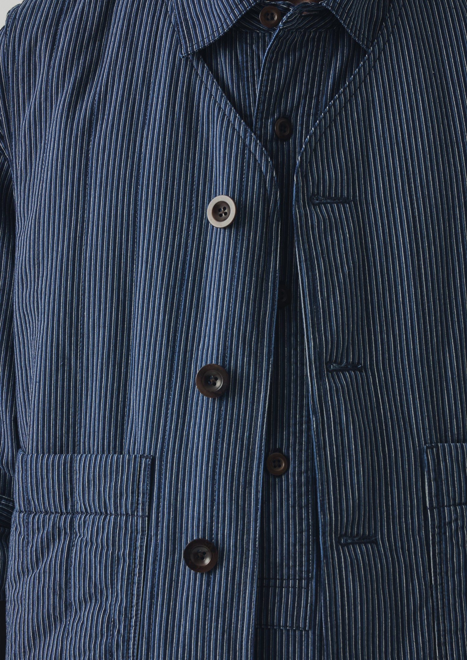 Railroad Stripe Padded Gilet | Denim Blue