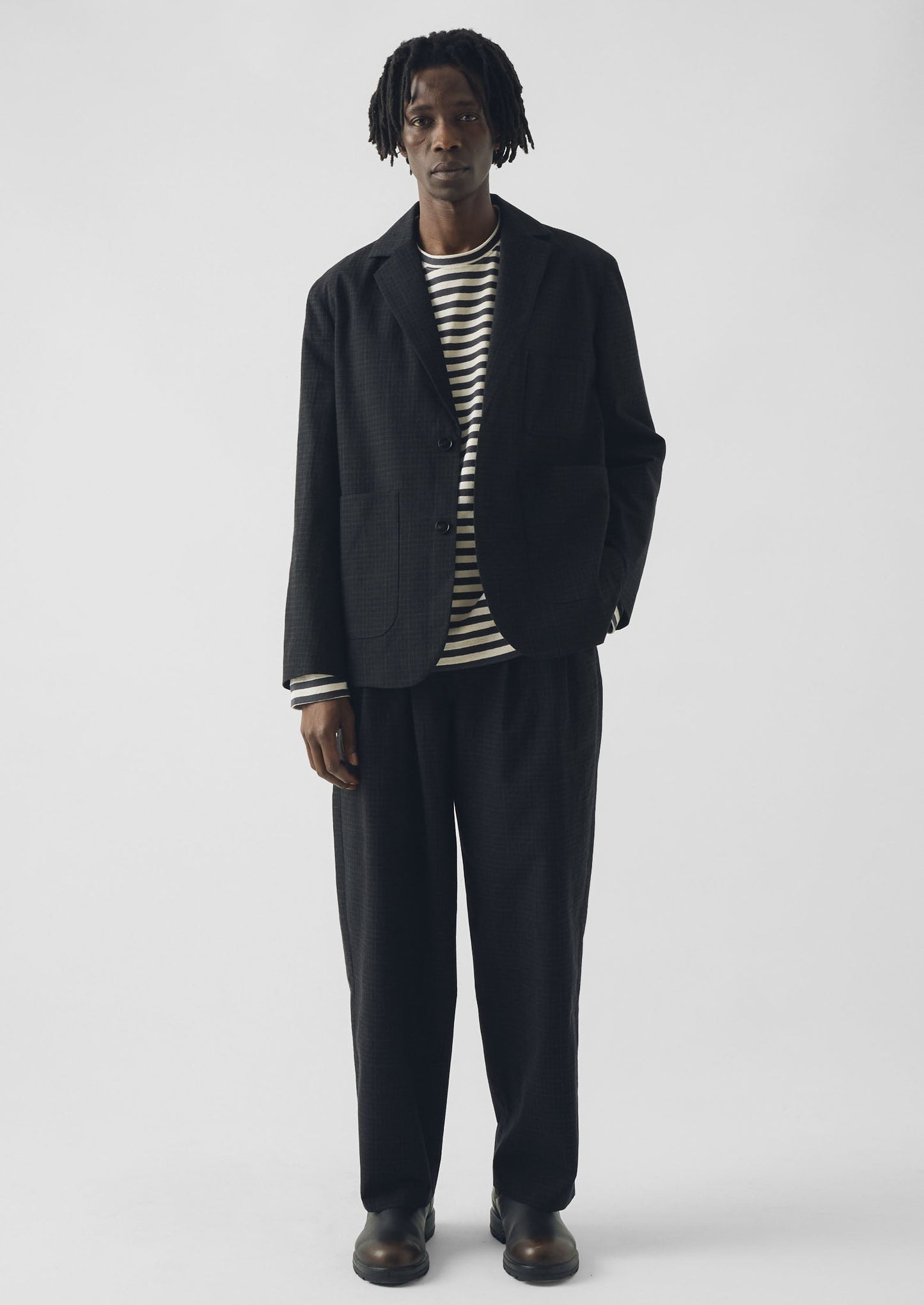 Sketch Check Cotton Wool Jacket | Slate