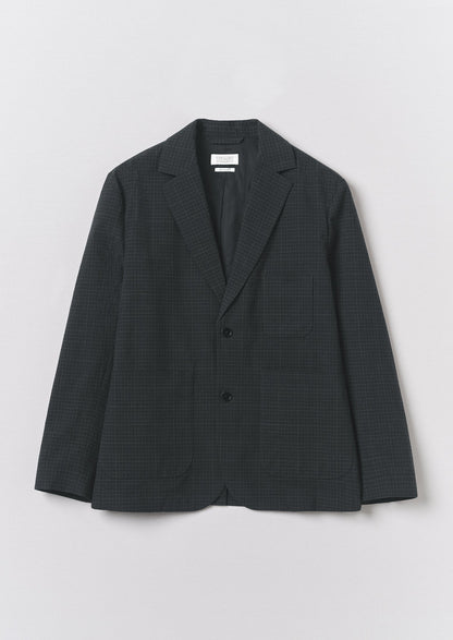Sketch Check Cotton Wool Jacket | Slate