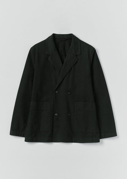Overdyed Micro Houndstooth Cotton Blazer | Oil Green