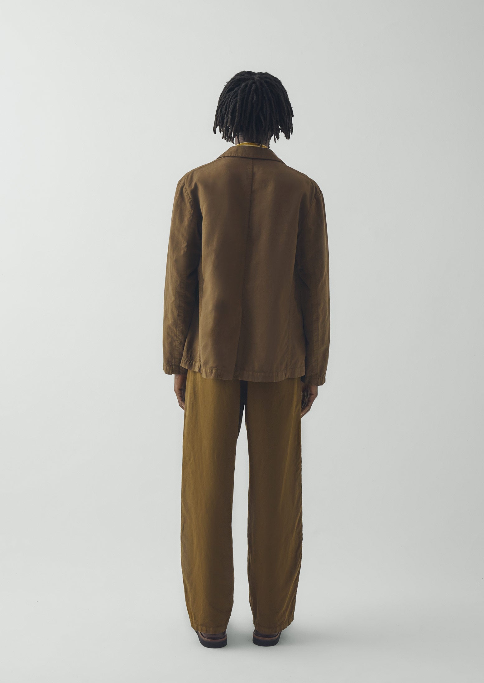 High Break Cotton Linen Blazer | Bronze Green