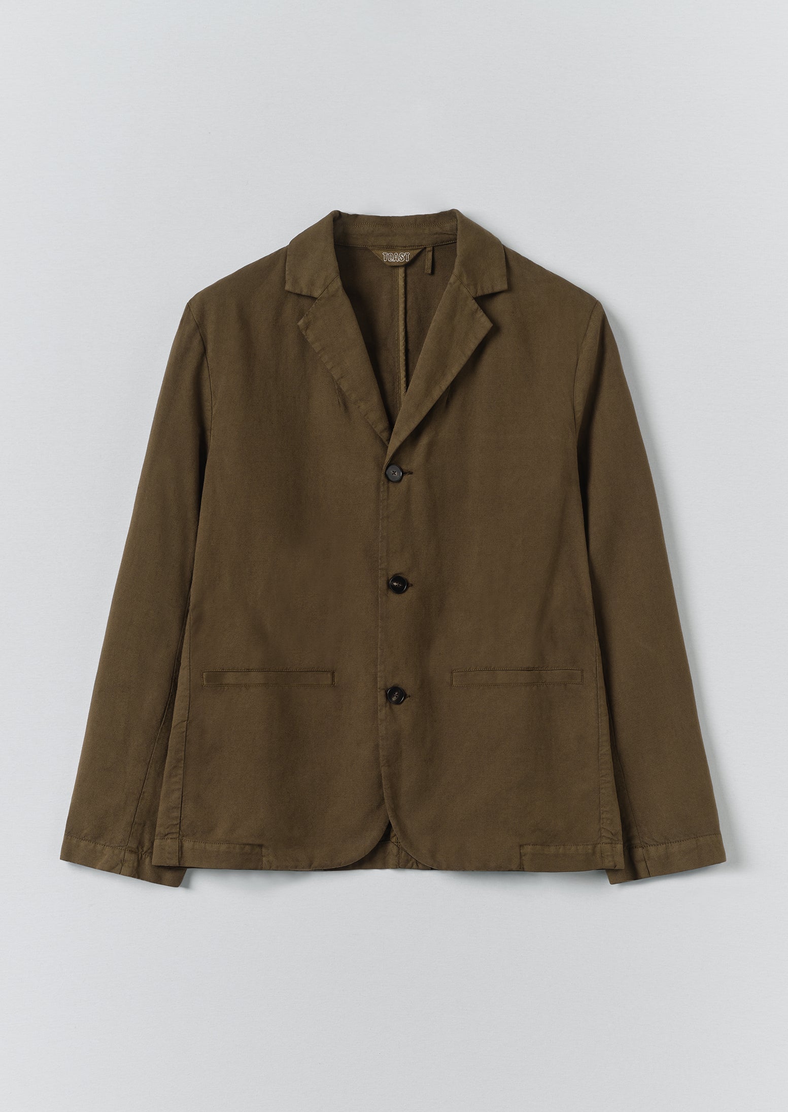 High Break Cotton Linen Blazer | Bronze Green