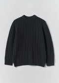 Racked Wool Cotton Sweater | Darkest Navy