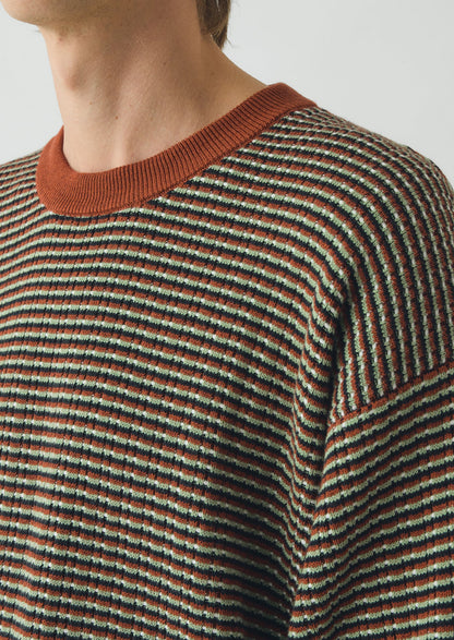 Knitted Cotton Tee | Green Multi