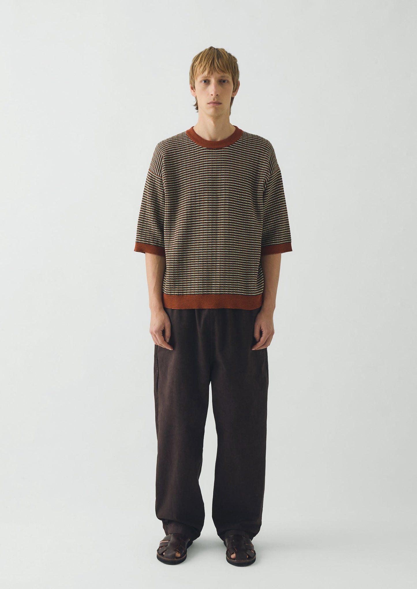 Knitted Cotton Tee | Green Multi