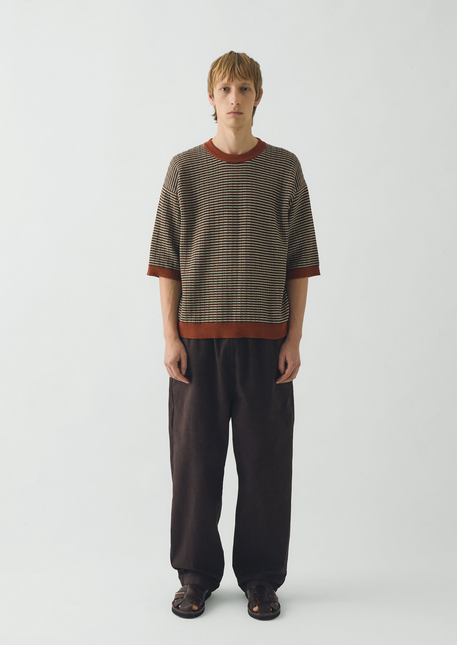 Knitted Cotton Tee | Green Multi