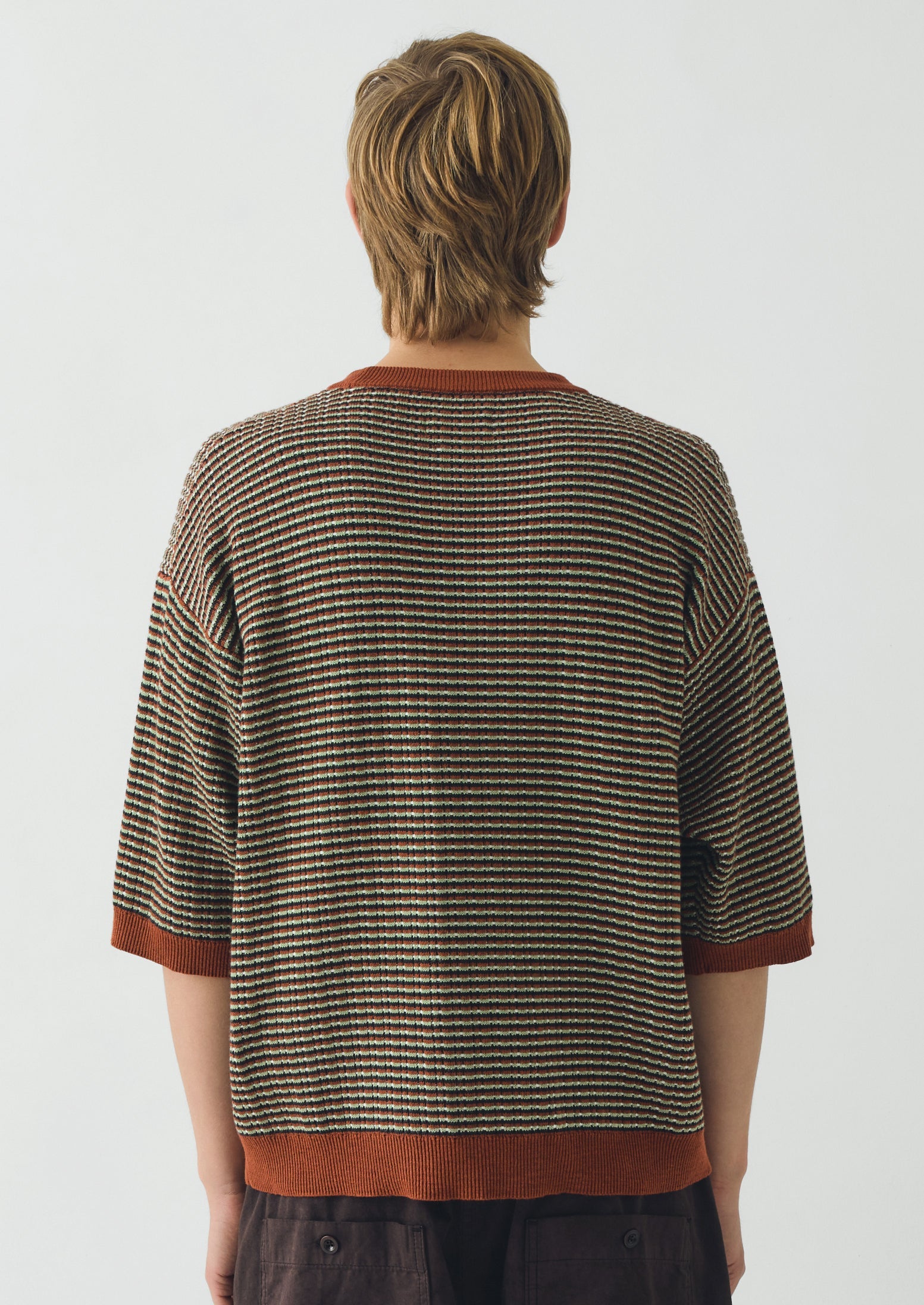 Knitted Cotton Tee | Green Multi