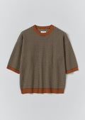 Knitted Cotton Tee | Green Multi