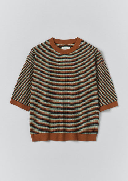 Knitted Cotton Tee | Green Multi