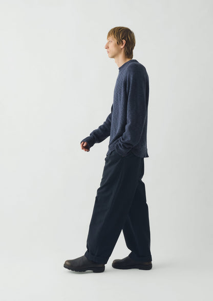Linen Cotton Crew Neck Sweater | Denim Blue