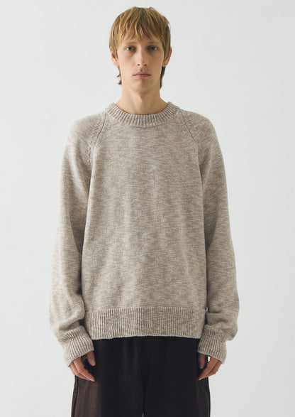 Linen Cotton Crew Neck Sweater | Natural