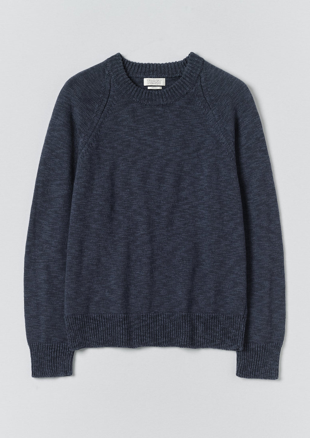 Linen Cotton Crew Neck Sweater | Denim Blue