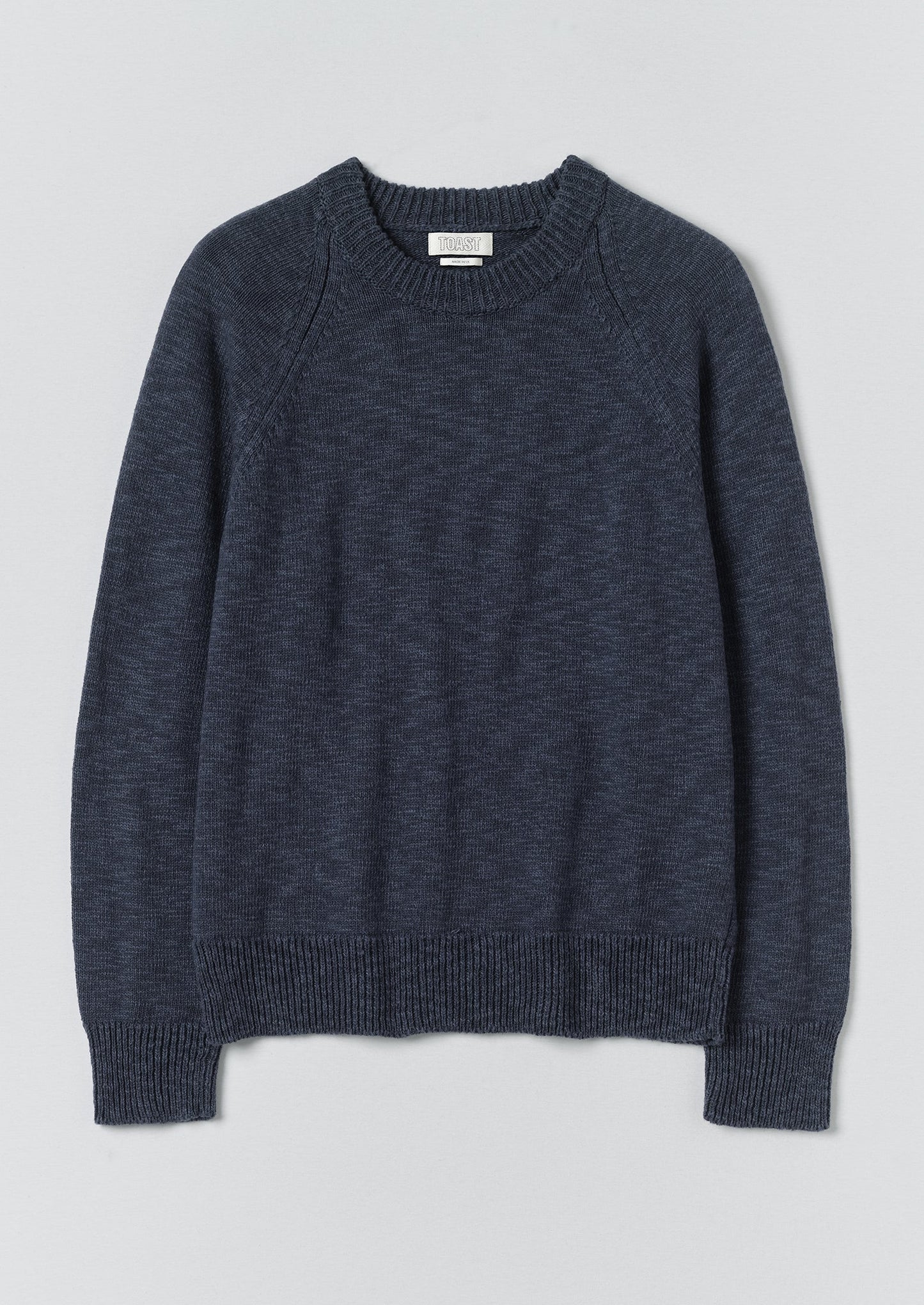 Linen Cotton Crew Neck Sweater | Denim Blue