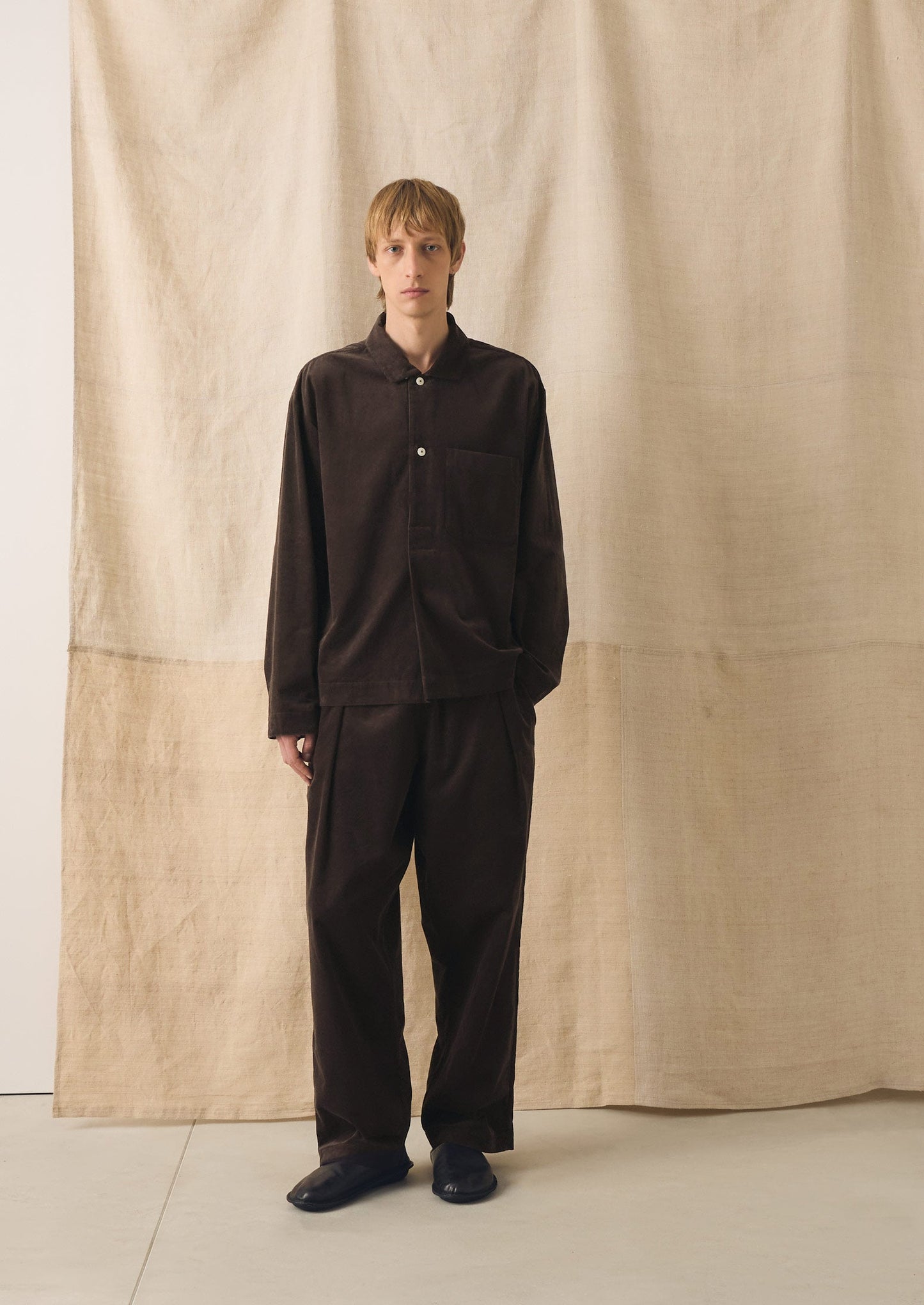 Organic Cord Lounge Trousers | Bitter Chocolate