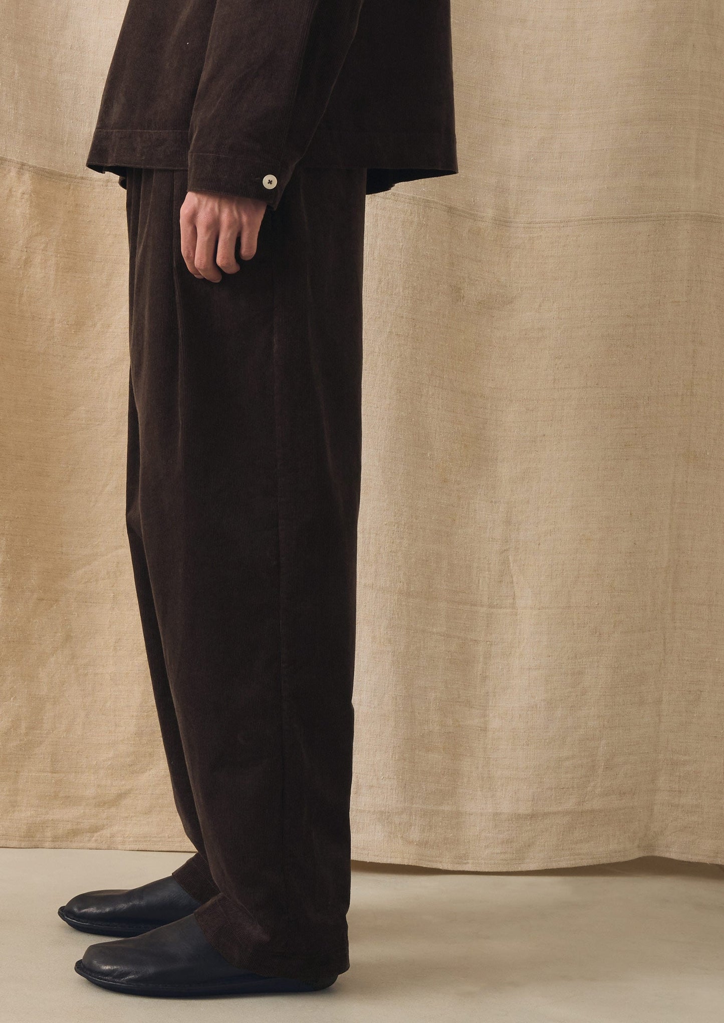Organic Cord Lounge Trousers | Bitter Chocolate