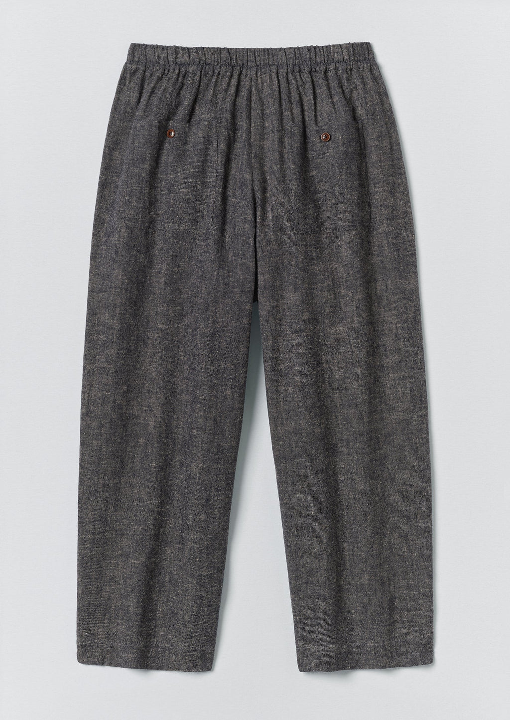 Pleated Linen Cotton Twill Trousers | Navy/Ecru
