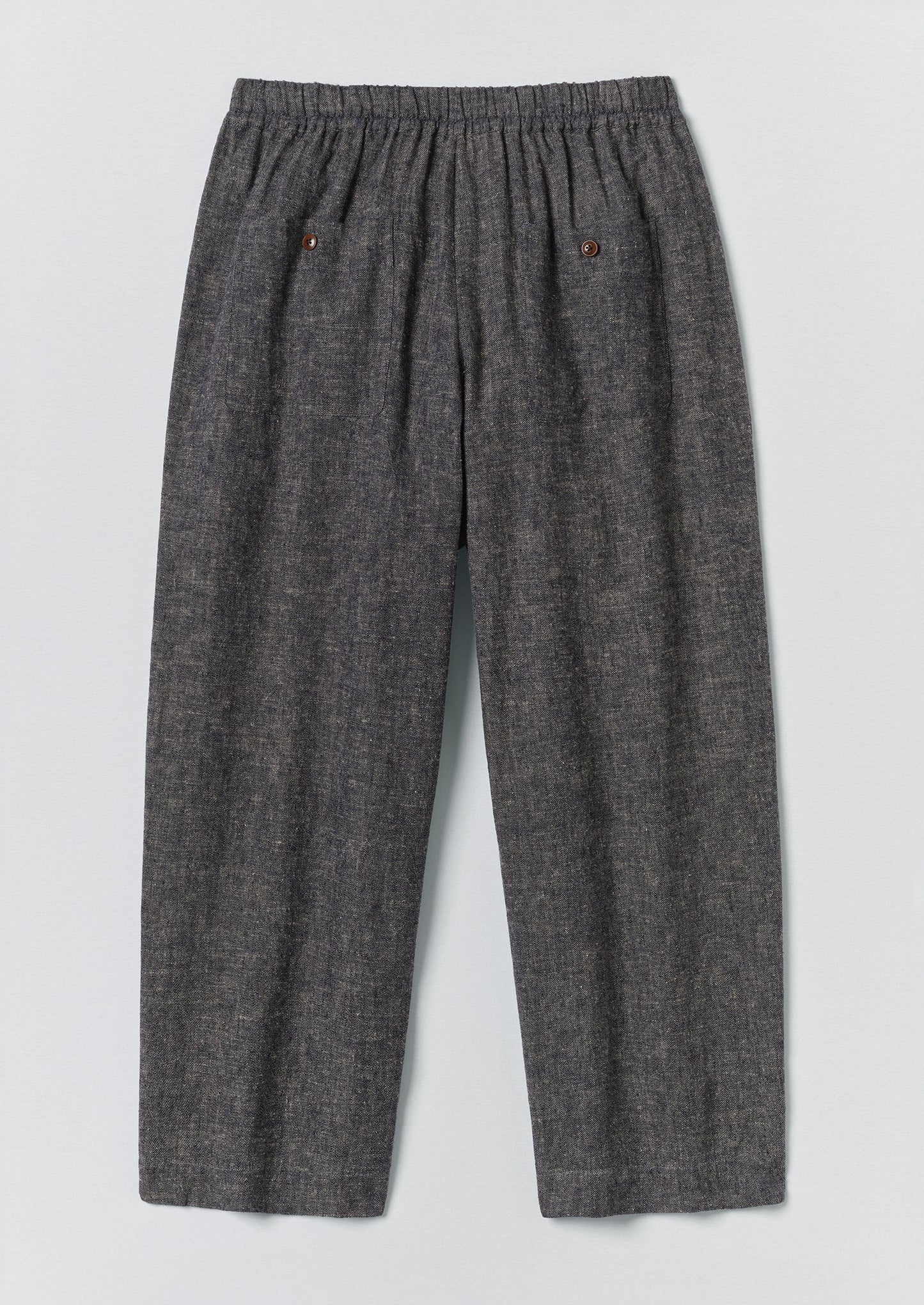 Pleated Linen Cotton Twill Trousers | Navy/Ecru