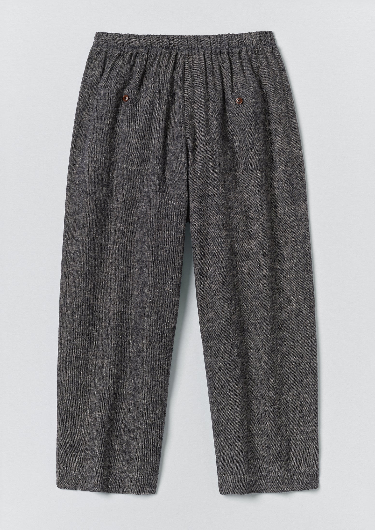 Pleated Linen Cotton Twill Trousers | Navy/Ecru